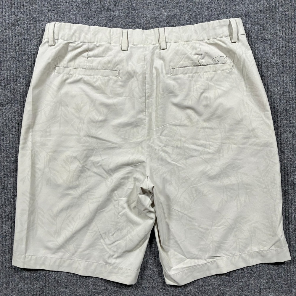 Greg Norman Mens Chino Shorts Size 38 Tropical Leaf Print Outdoor Mid Rise - Picture 2 of 9